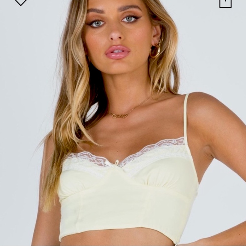 Princess Polly - Old School Love Crop Top Yellow